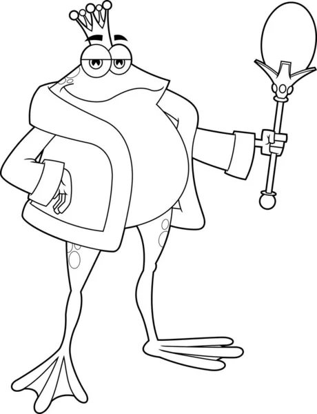 外型青蛙王子 头像卡通人物手持触觉 在透明背景下孤立的矢量手绘图解 — 图库矢量图片