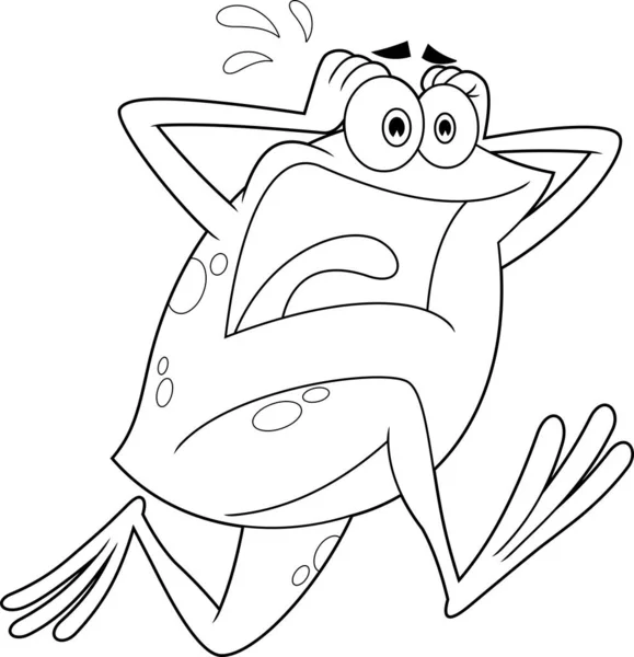 Esbozado Scaring Frog Cartoon Character Running Ilustración Dibujada Mano Vectorial — Vector de stock