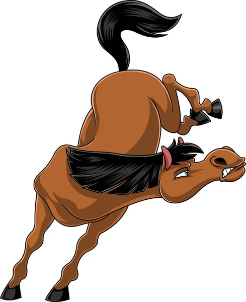 Wild Horse Cartoon Mascot Character Jumping Vector Hand Drawn Illustration — Stock Vector