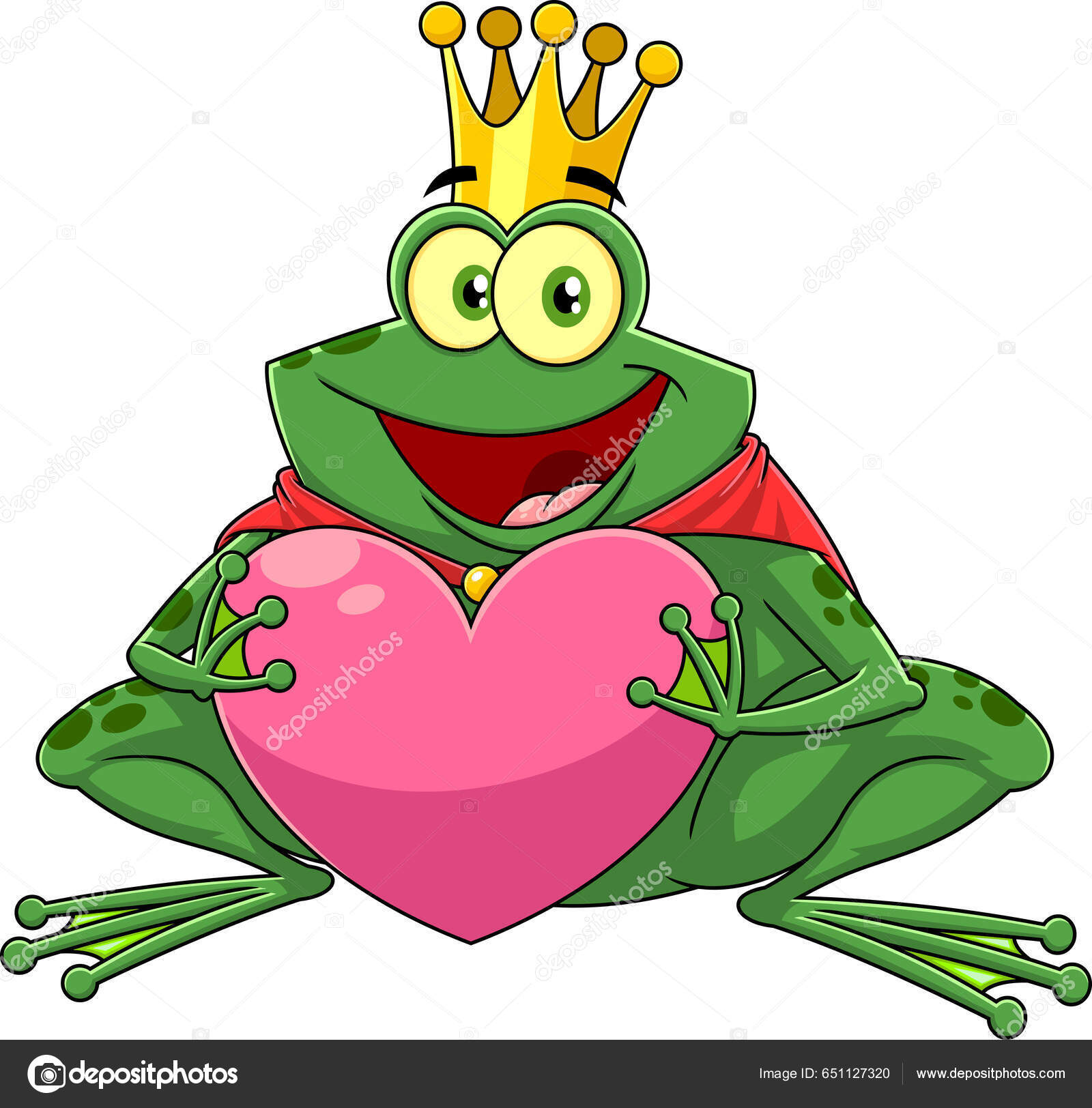 Príncipe Rana Con Corona Oro Personaje Dibujos Animados Que Sostiene Vector  de stock #651127320 de ©HitToon, image size:1600x1624