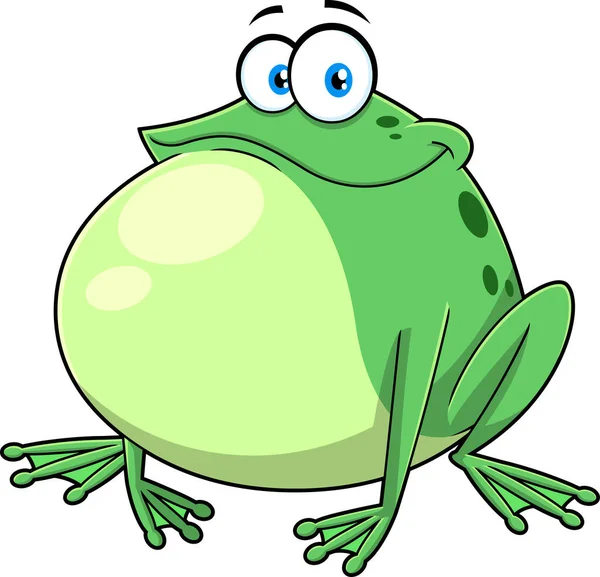 Cute Green Frog Cartoon Character Vector Hand Drawn Illustration Isolated — Stock Vector