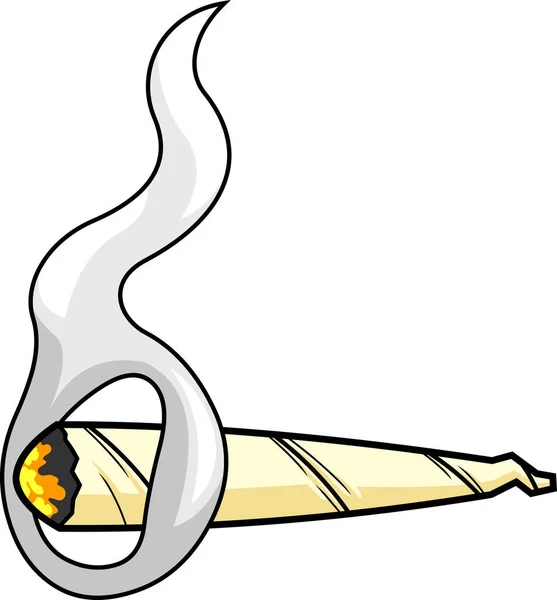Cartoon Marijuana Cannabis Joint Smoke Illustrazione Disegnata Mano Vettoriale Isolata — Vettoriale Stock