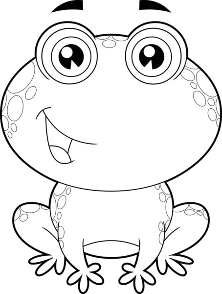 小可爱青蛙卡通人物 在白色背景下孤立的栅格手绘图解 — 图库矢量图片