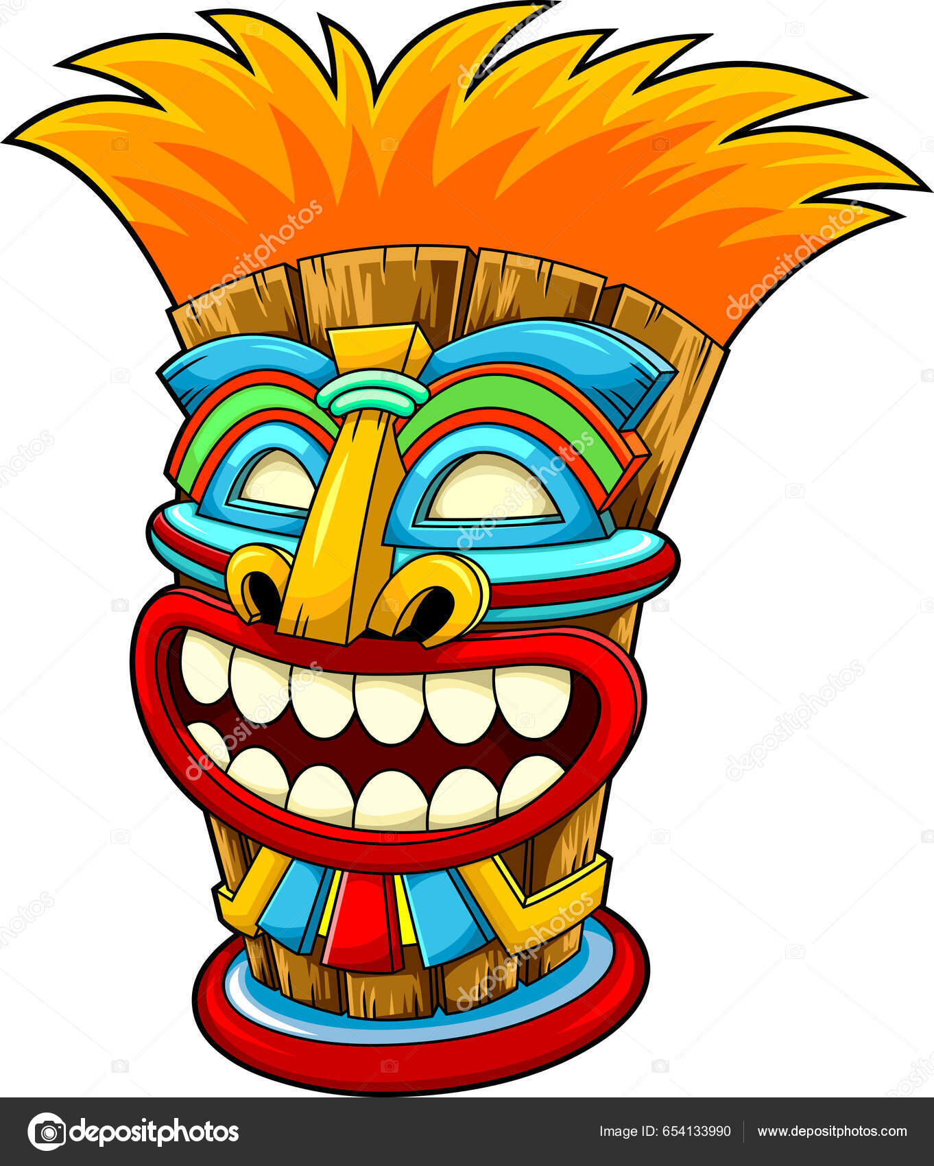 Tiki Máscara Vetor Ilustração Vetor de ©HitToon 654133990, image size:1362x1700