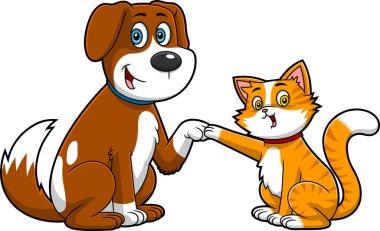 kedi ve köpek karakterleri vektör illüstrasyonu 