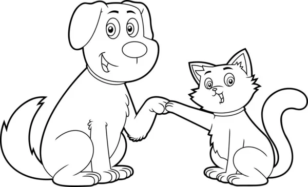 猫と犬のキャラクターベクトルイラスト — ストックベクタ