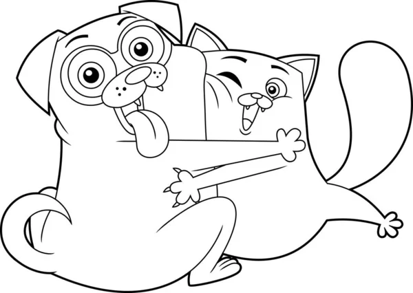 Ilustração Vetorial Personagens Gato Cão —  Vetores de Stock