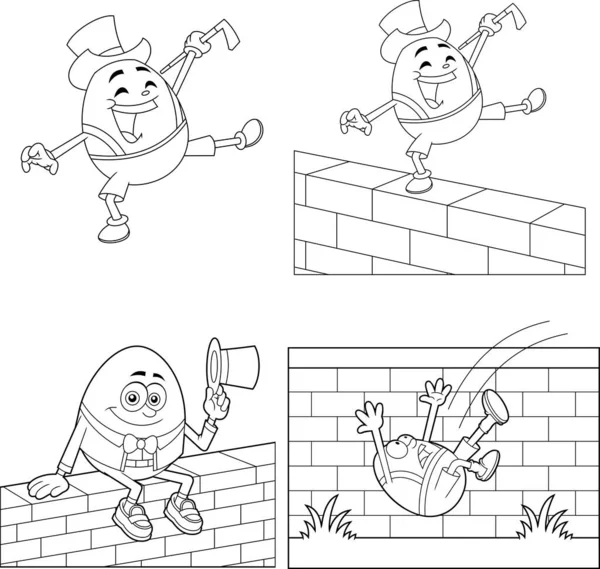 Conjunto Personajes Dibujos Animados Estilizados Humpty Dumpty Ilustración Vectorial — Vector de stock