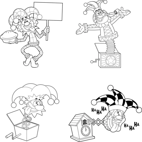 Set Clown Stylized Cartoon Characters Vector Illustration — Stock Vector