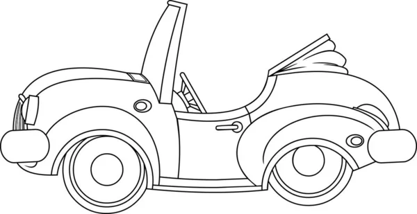 Bezdachowy Samochód Stylizowany Kreskówka Baner Wektor Ilustracji — Wektor stockowy