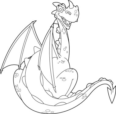 fantezi ejderhası stilize çizgi film karakteri, vektör illüstrasyonu