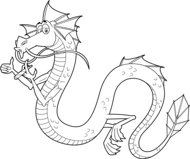 fantezi ejderhası stilize çizgi film karakteri, vektör illüstrasyonu