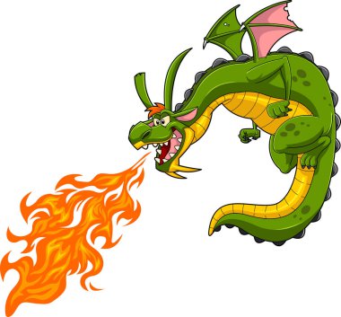 fantezi ejderhası stilize çizgi film karakteri, vektör illüstrasyonu