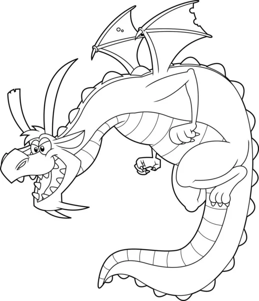 ファンタジードラゴン風の漫画のキャラクターベクトルイラスト — ストックベクタ