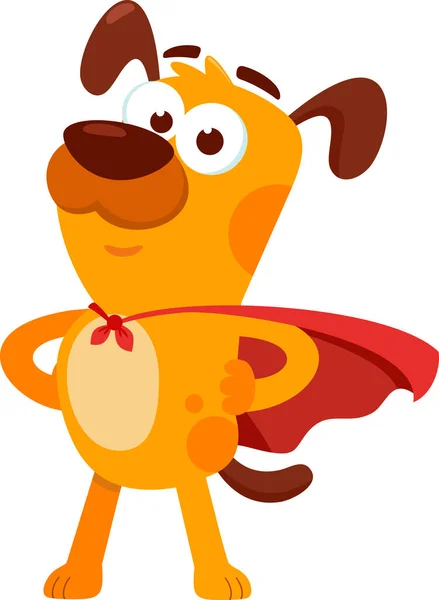 Cute Dog Superhero Cape Stylized Cartoon Character Vector Illustration — Stock Vector