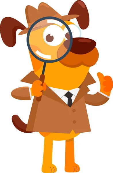 Detective Perro Estilizado Personaje Dibujos Animados Vector Ilustración — Vector de stock