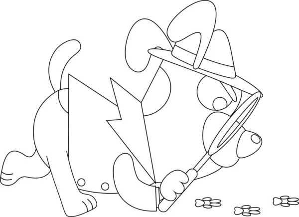 Chien Détective Stylisé Personnage Dessin Animé Illustration Vectorielle — Image vectorielle
