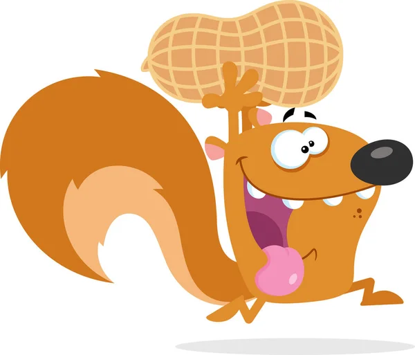 Esquilo Com Amendoim Estilizado Personagem Cartoon Ilustração Vetorial — Vetor de Stock