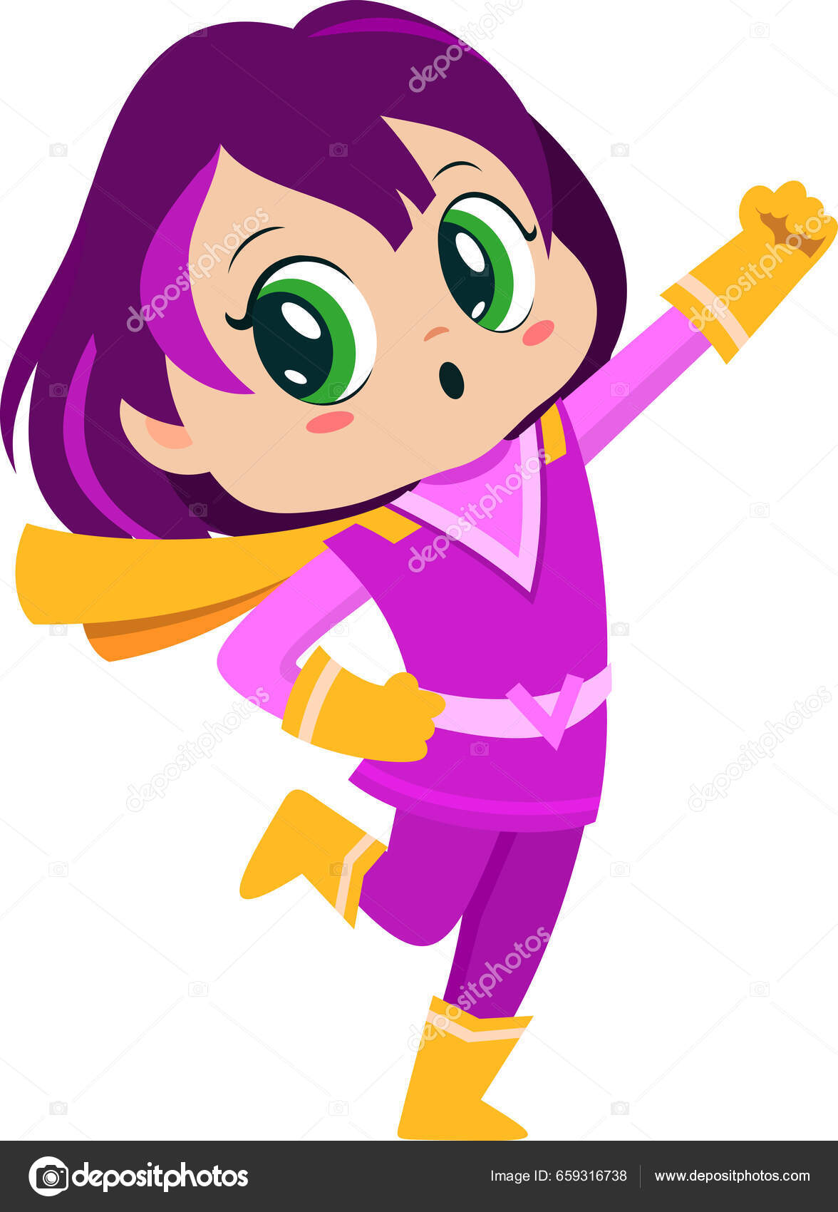Little Girl Superhero Cartoon Character Stock Vector by ©HitToon 659316738