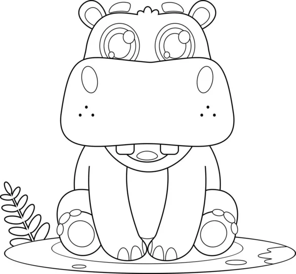 Ilustração Bonito Hippo Personagem —  Vetores de Stock