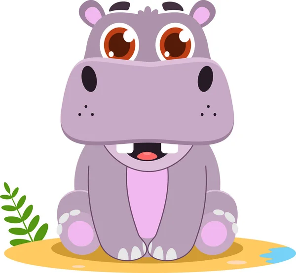 Illustration Cute Hippo Character — Stock Vector