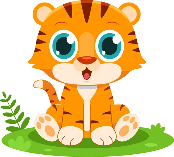 Carino Tigre Personaggio Dei Cartoni Animati — Vettoriale Stock
