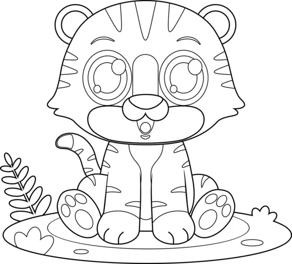 Tigres Lindo Personaje Dibujos Animados — Vector de stock