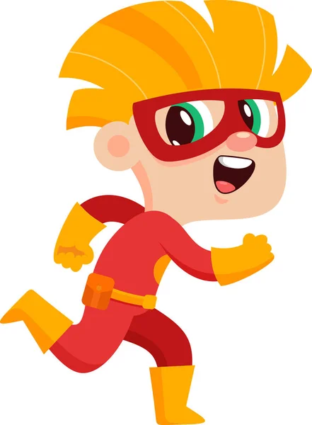 Super Héroe Chico Dibujos Animados Carácter Corriendo — Vector de stock