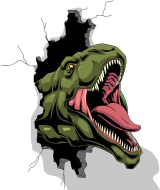  Beyaz arkaplan vektörü illüstrasyonunu yırtan dinozorun vektör çizimi 