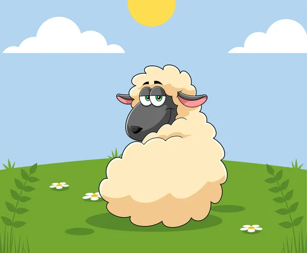 牧草地での羊のイラスト — ストックベクタ