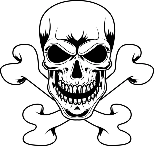 海盗头骨和交叉的骨头 — 图库矢量图片