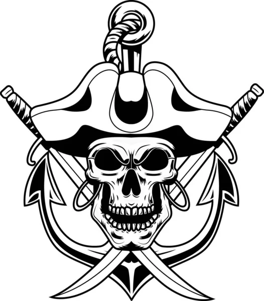 Pirate Skull Icon Vector Illustration — Vector de stock
