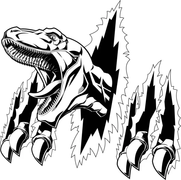 Dinosaurus Trhání Bílé Pozadí — Stockový vektor