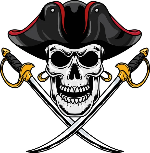 Pirata Cráneo Icono Vector Ilustración — Vector de stock