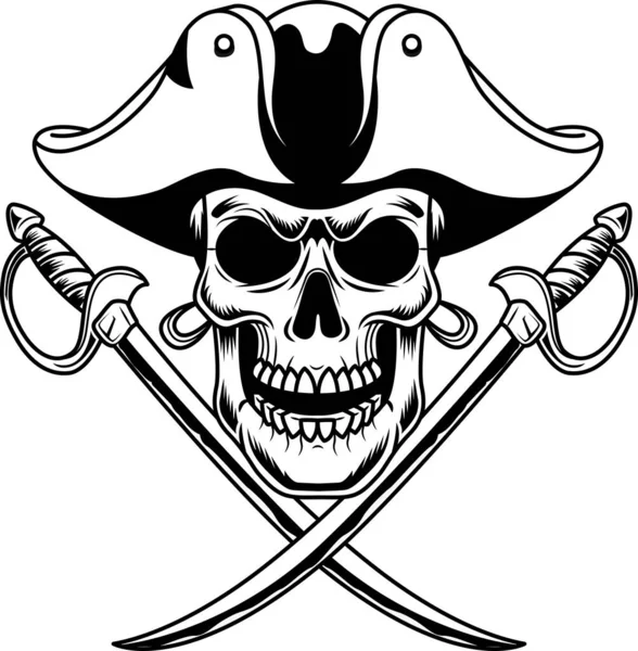 Piraten Schädel Symbol Vektor Illustration — Stockvektor