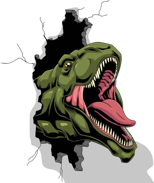 Ilustrasi Vektor Dinosaurus Merobek Ilustrasi Vektor Latar Belakang Putih - Stok Vektor