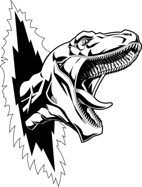 Dinosaurus Hoofd Scheuren Witte Achtergrond — Stockvector