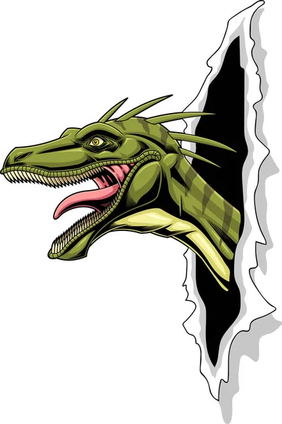 Illustrazione Vettoriale Dinosauro Strappando Sfondo Bianco Illustrazione Vettoriale — Vettoriale Stock