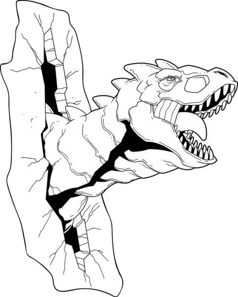 Tête Dinosaure Déchirant Fond Blanc — Image vectorielle
