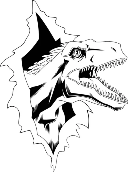 Dinoszaurusz Fej Szakadt Fehér Háttér — Stock Vector