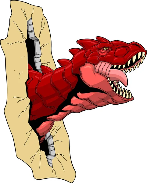 Ilustrasi Vektor Dinosaurus Merobek Ilustrasi Vektor Latar Belakang Putih - Stok Vektor