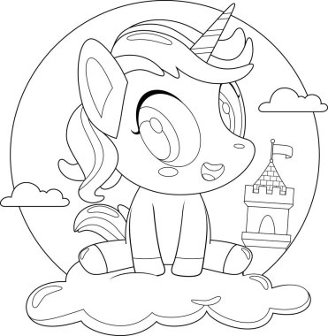 Tek boynuzlu atın vektör illüstrasyonu 