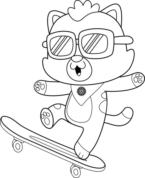 スケートボードとかわいい猫 — ストックベクタ