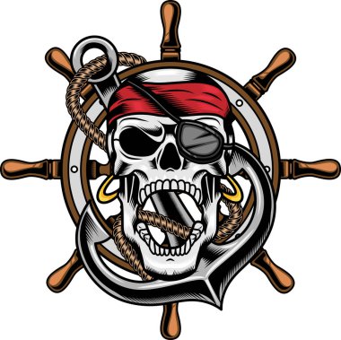 şık korsan kafatası vektör çizimi
