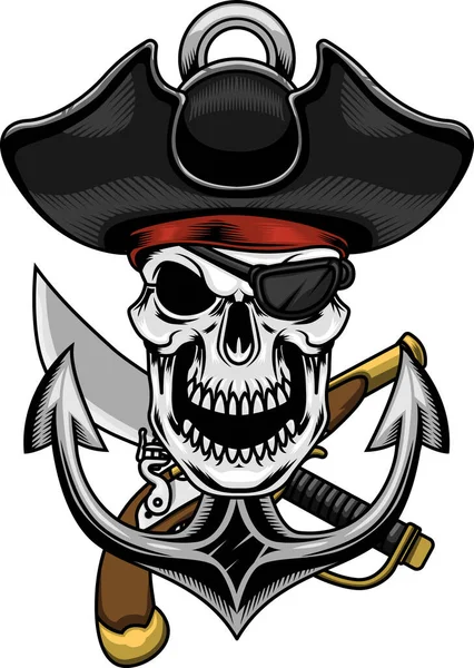 Stylowy Pirat Czaszki Wektor Ilustracja — Wektor stockowy