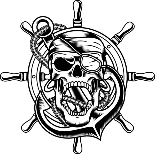 Стильная Векторная Иллюстрация Черепа Пирата — стоковый вектор