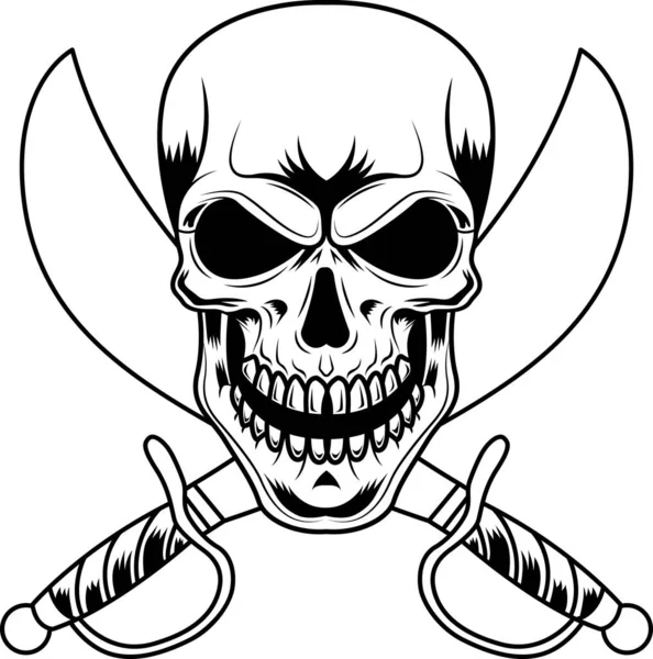 Стильная Векторная Иллюстрация Черепа Пирата — стоковый вектор