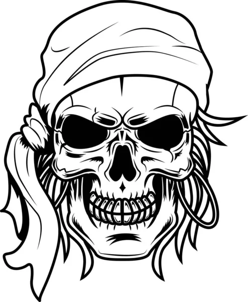 Ilustración Elegante Del Vector Cráneo Pirata — Vector de stock