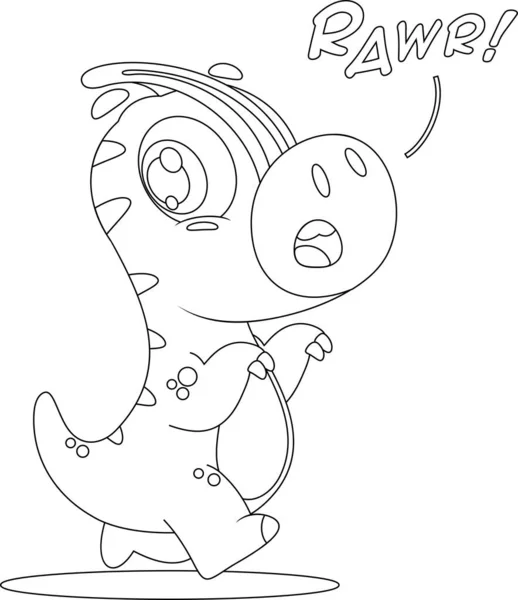Desenhos Animados Bonito Dinossauro Bebê Personagem Dos Desenhos Animados Execução —  Vetores de Stock