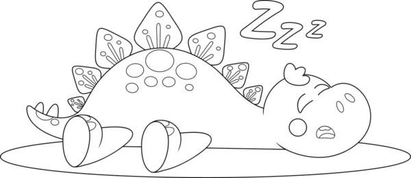 概要かわいい赤ちゃん恐竜漫画キャラクター睡眠 透明感のある背景に独立したベクトル手描きイラスト — ストックベクタ